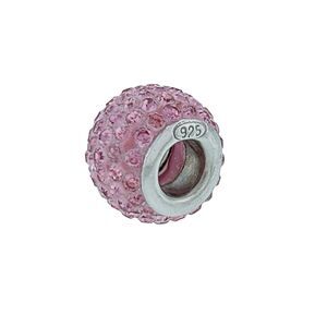 Vintage Sterling Silver 925 Pink Crystal Spacer Bead Charm